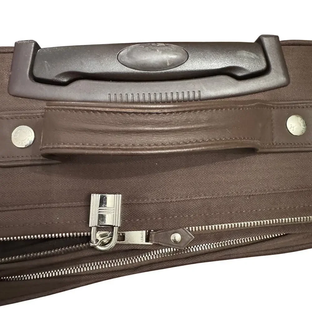 Hermes Vintage Suitcase Carry-On Acapulco Brown Rolling Bag Travel Luggage Rare